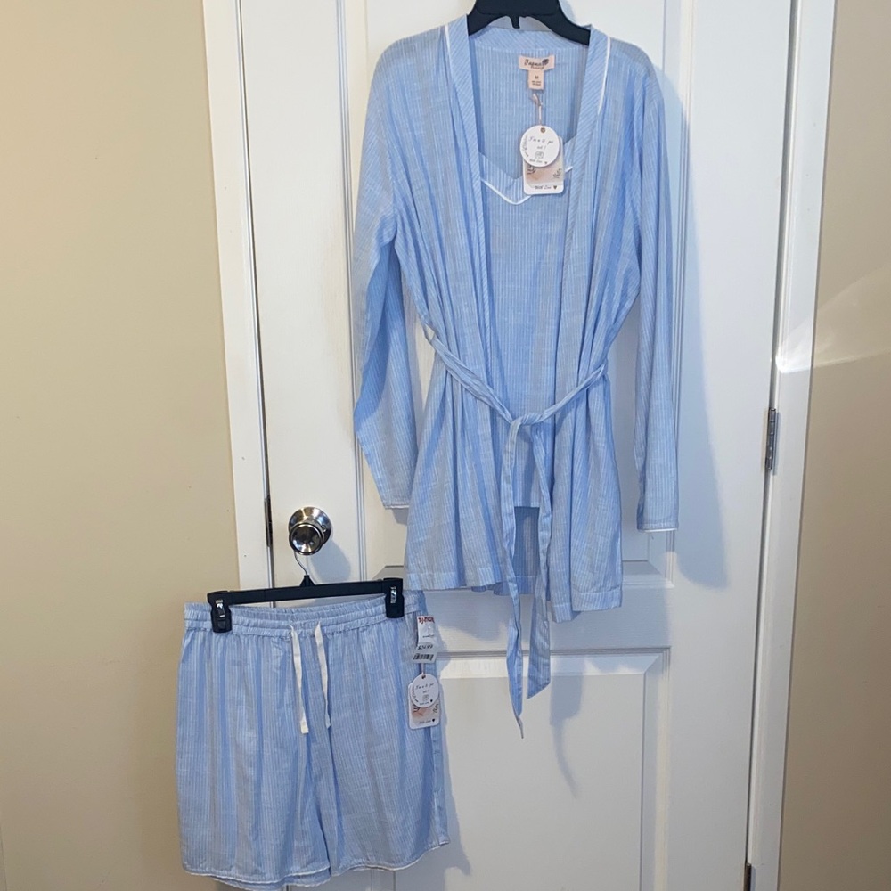 Elegant Light Blue Women's Robe Set